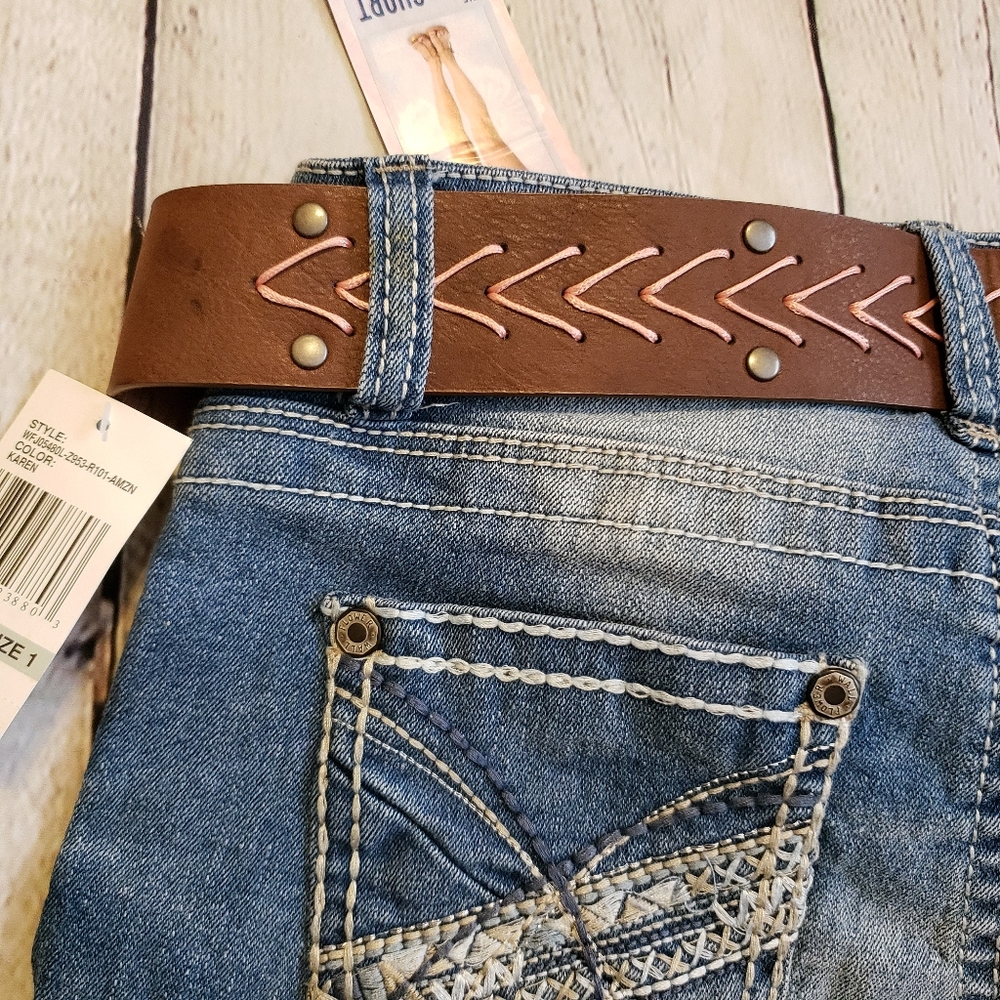 Wallflower Denim Shorty Shorts with Belt - Picture 6 of 6